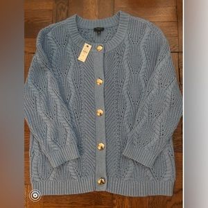 Talbots Cableknit Blue Sweater. Petite Large. New with tags.